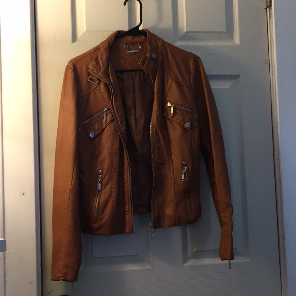 Brown leather jacket